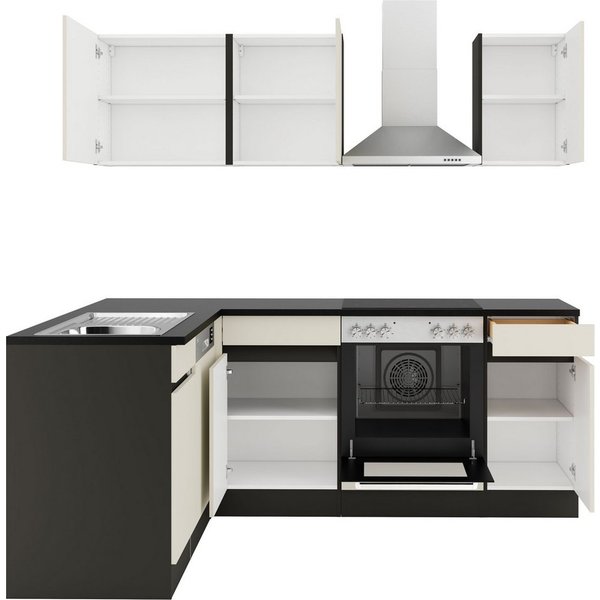 OPTIFIT Küchenzeile Roth, Stellmaße 210x175 cm, wahlweise mit E-Geräten, Push-to-Open