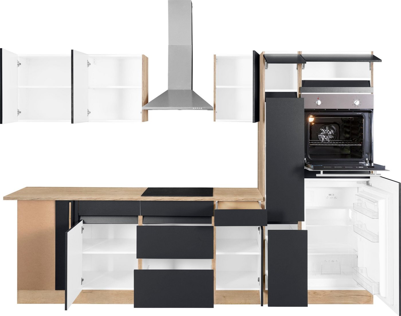 OPTIFIT Küchenzeile Roth, Stellmaße 300x175 cm, wahlweise mit E-Geräten, mit Apothekerschrank – Bild 3 von 5