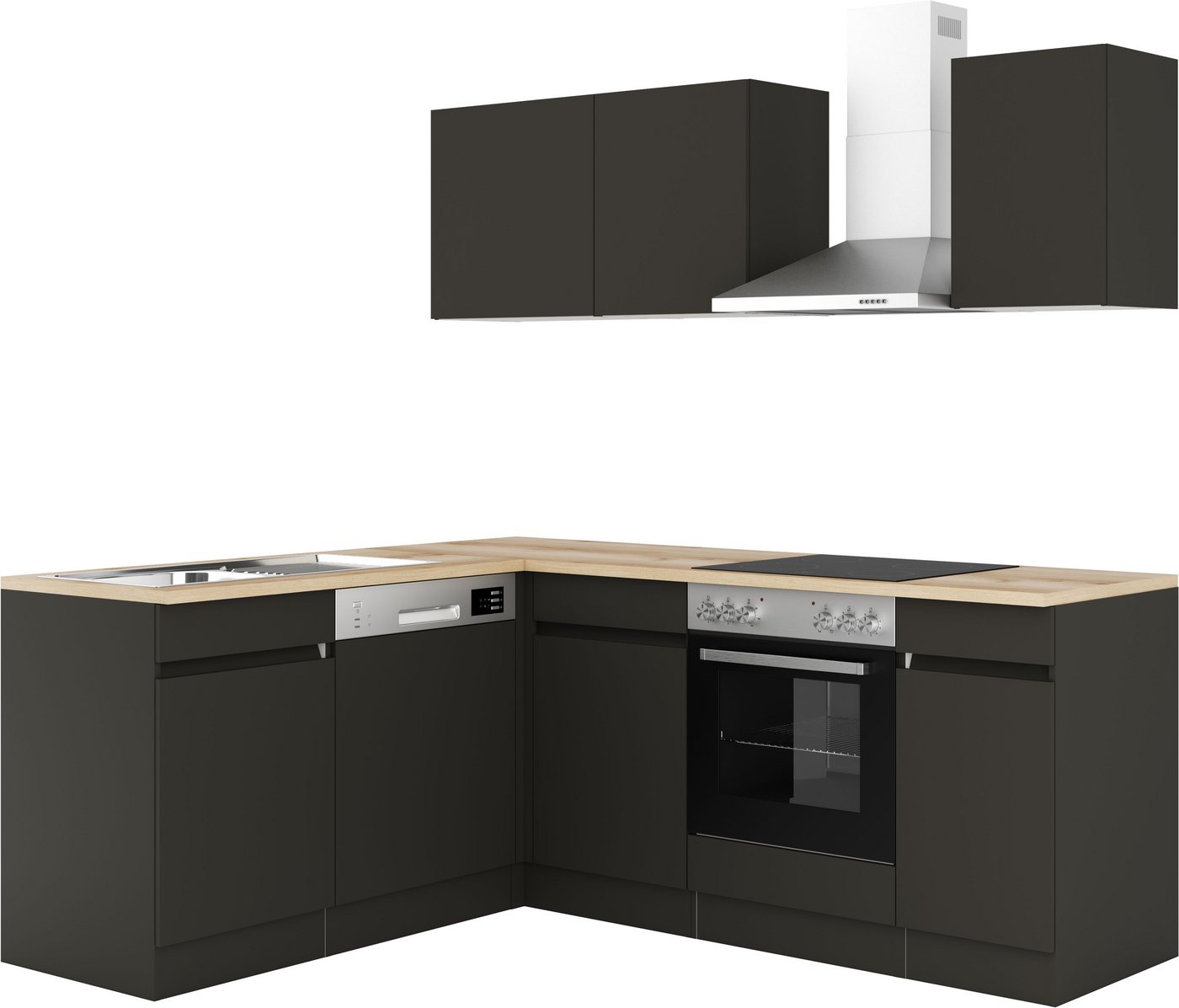 OPTIFIT Küchenzeile Roth, Stellmaße 210x175 cm, wahlweise mit E-Geräten, Push-to-Open – Bild 4 von 5