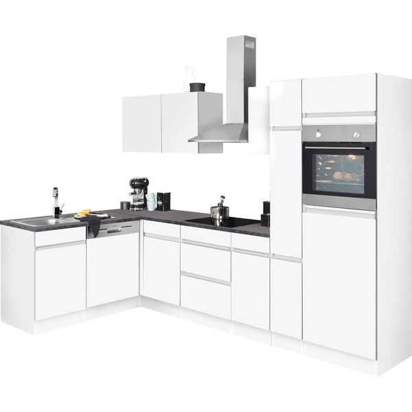 OPTIFIT Küchenzeile Roth, Stellmaße 300x175 cm, wahlweise mit E-Geräten, mit Apothekerschrank
