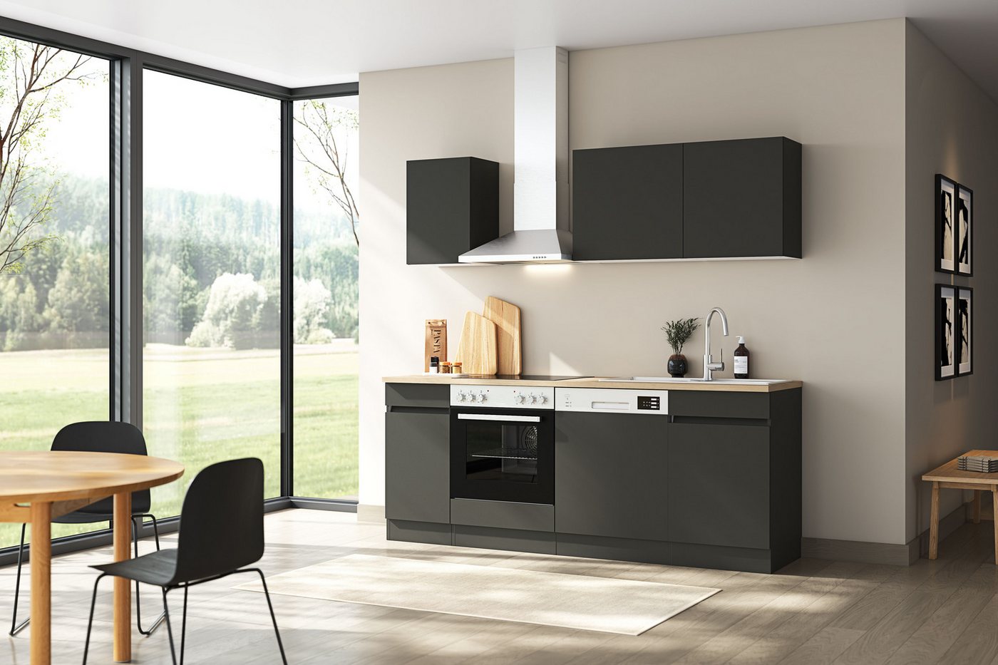 OPTIFIT Küchenzeile Roth, Breite 210 cm, wahlweise mit E-Geräten, Push-to-Open-Funktion – Bild 2 von 5