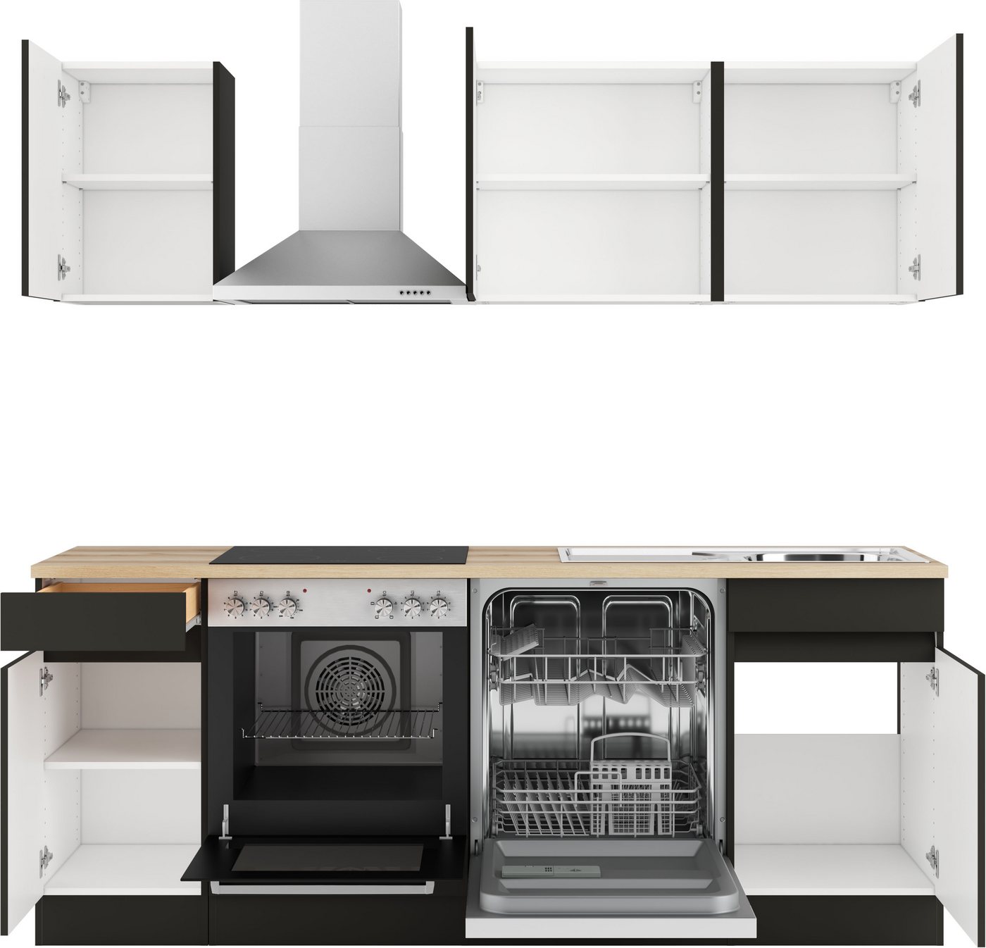 OPTIFIT Küchenzeile Roth, Breite 210 cm, wahlweise mit E-Geräten, Push-to-Open-Funktion – Bild 5 von 5