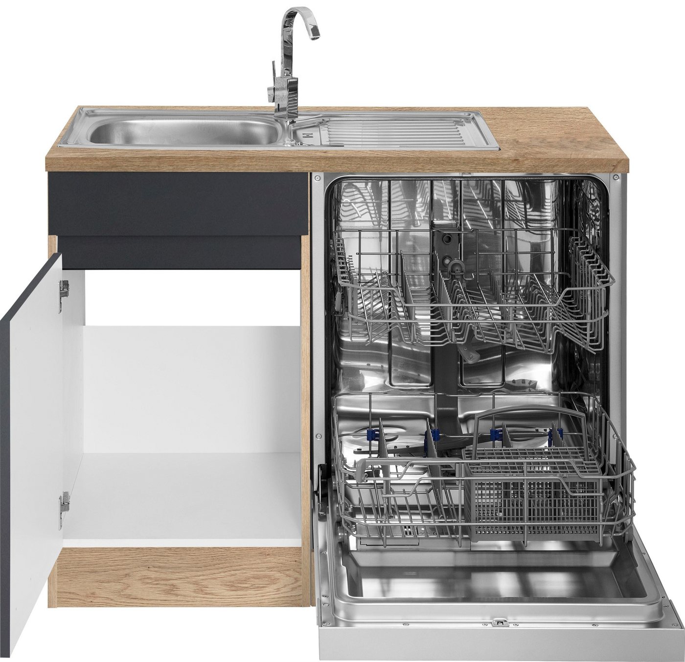 OPTIFIT Küchenzeile Roth, Stellmaße 210x175 cm,wahlweise mit E-Geräten, Push-to-Open-Funktion – Bild 4 von 5