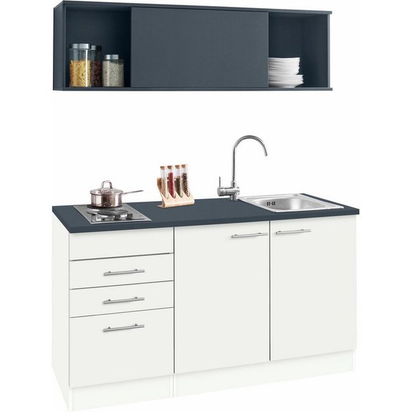 OPTIFIT Pantryküche Mini, Breite 150 cm, mit Kochfeld und Einbau-Spülbecken