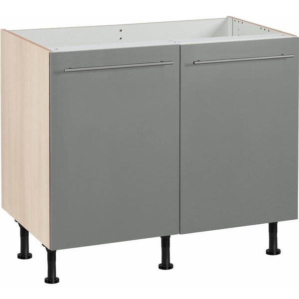 OPTIFIT Spülenschrank Bern 100 cm breit, mit 2 Türen, höhenverstellbare Füße, mit Metallgriffen