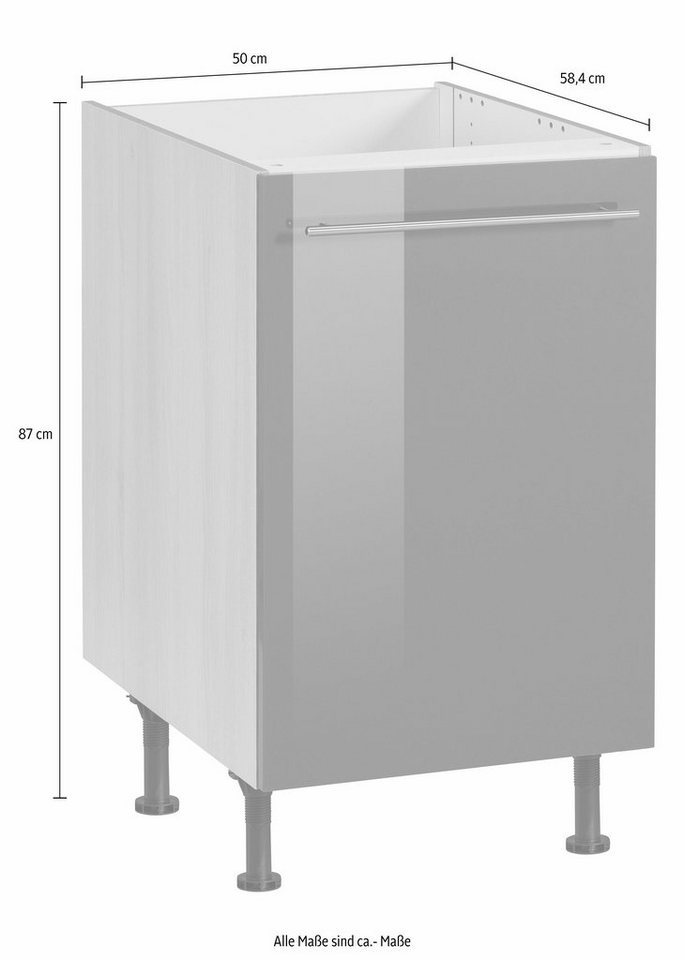 OPTIFIT Spülenschrank Bern 50 cm breit, mit 1 Tür, mit höhenverstellbaren Füßen, mit Metallgriff – Bild 4 von 5