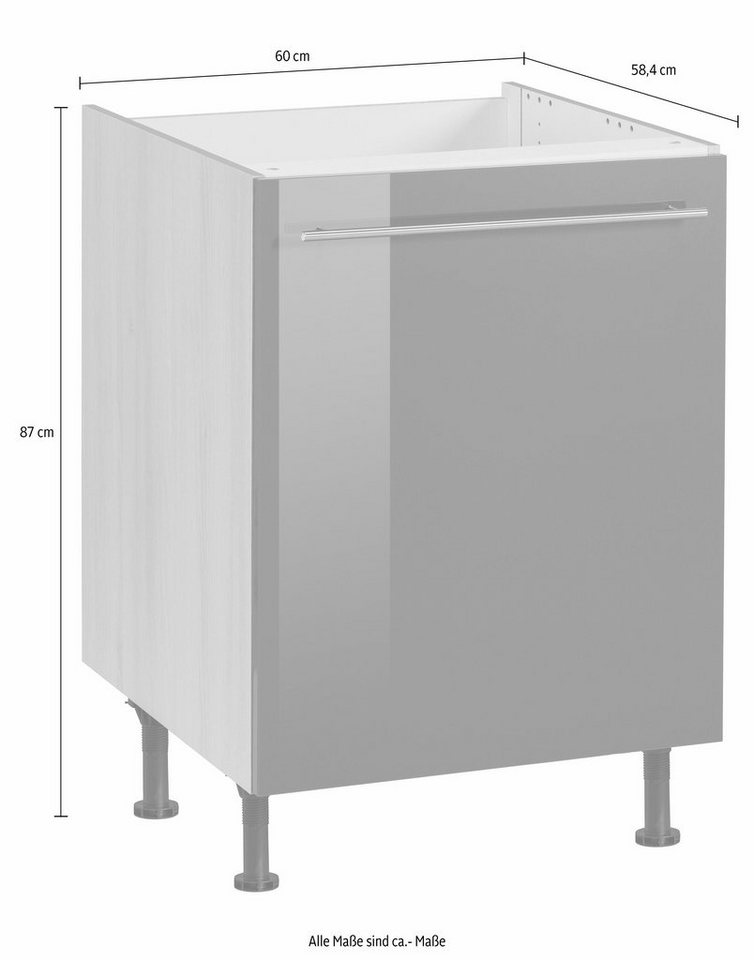 OPTIFIT Spülenschrank Bern 60 cm breit, mit 1 Tür, mit höhenverstellbaren Füßen, mit Metallgriff – Bild 3 von 5