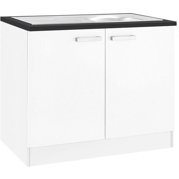 OPTIFIT Spülenschrank Odense 100 cm breit, mit 2 Türen, inkl. Einbauspüle aus Edelstahl