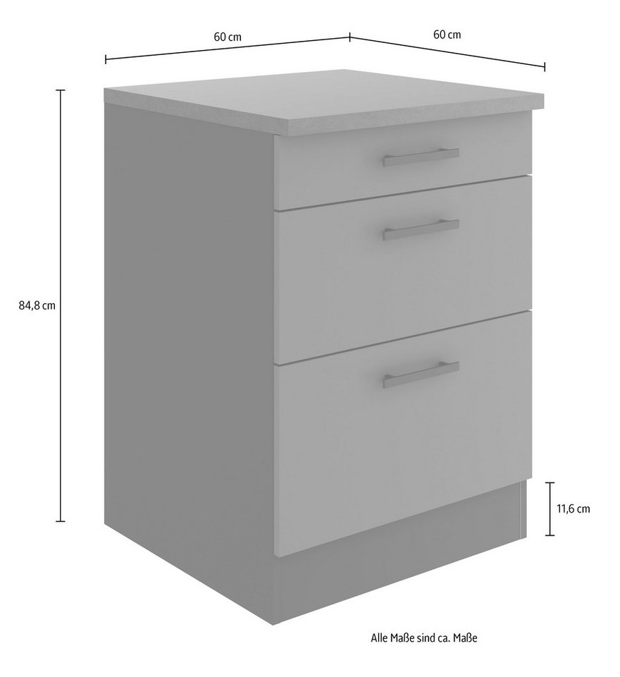 OPTIFIT Unterschrank Bella Breite 60 cm, 2 Auszüge, 1 Schubkasten – Bild 5 von 5