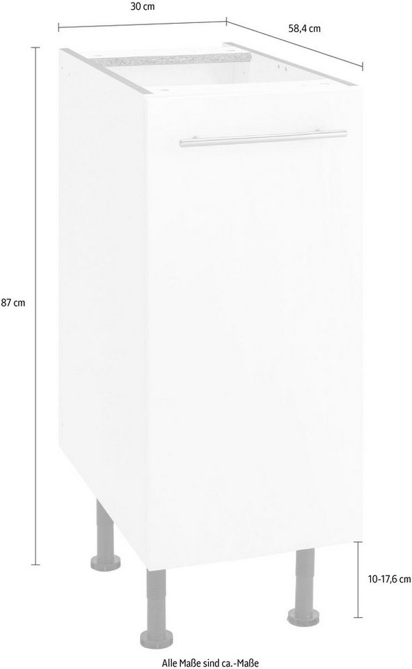 OPTIFIT Unterschrank Bern 30 cm breit, mit 1 Tür mit höhenverstellbaren Füßen, mit Metallgriff – Bild 5 von 5