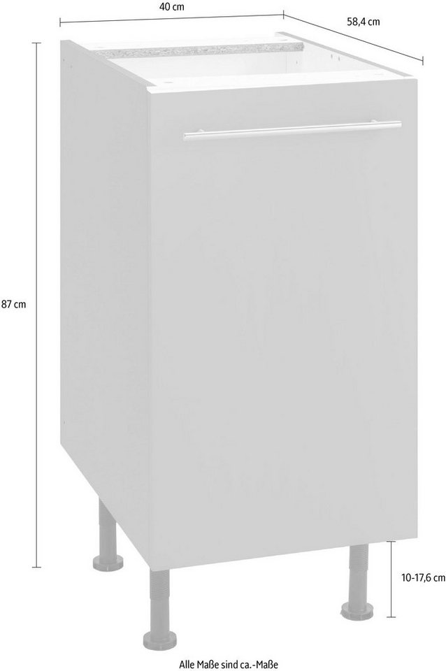 OPTIFIT Unterschrank Bern 40 cm breit, mit 1 Tür mit höhenverstellbaren Füßen, mit Metallgriff – Bild 4 von 5