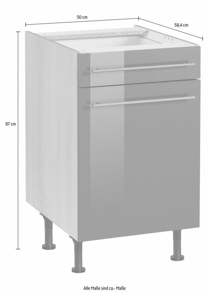 OPTIFIT Unterschrank Bern 50 cm breit, mit Tür und Schubkasten, höhenverstellbare Füße – Bild 4 von 5