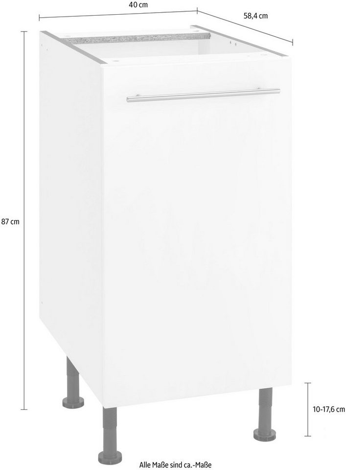 OPTIFIT Unterschrank Bern 50 cm breit, mit 1 Tür mit höhenverstellbaren Füßen, mit Metallgriff – Bild 3 von 4