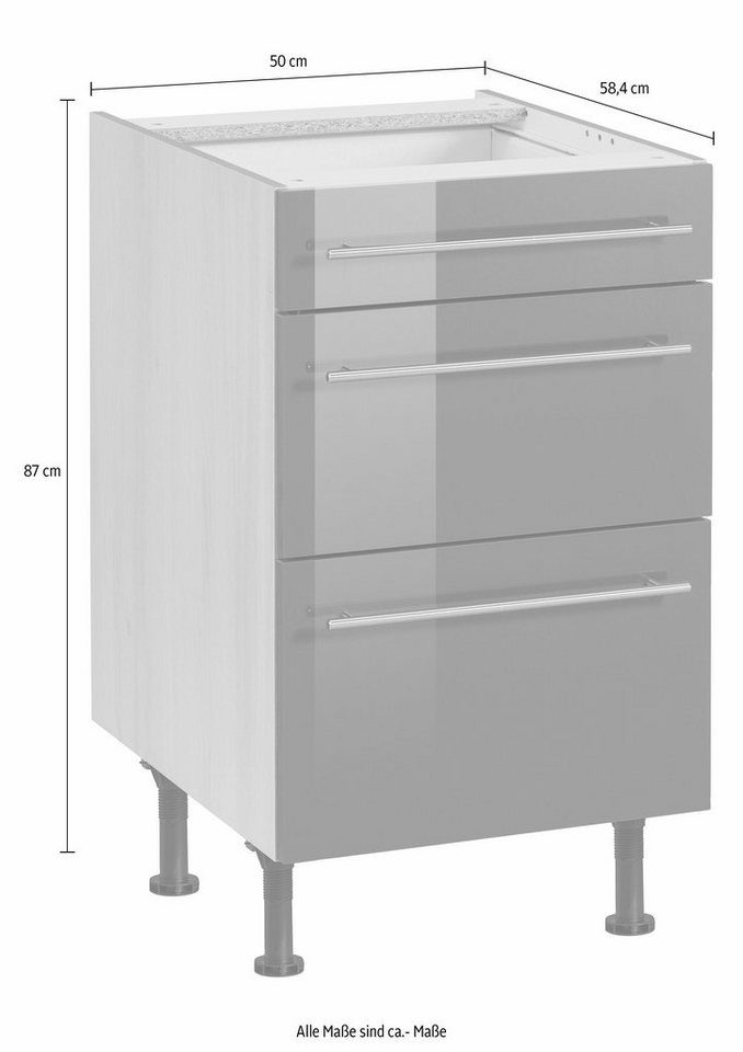 OPTIFIT Unterschrank Bern 50 cm breit, mit Schubkasten und 2 Auszügen, höhenverstellbare Füße – Bild 4 von 5