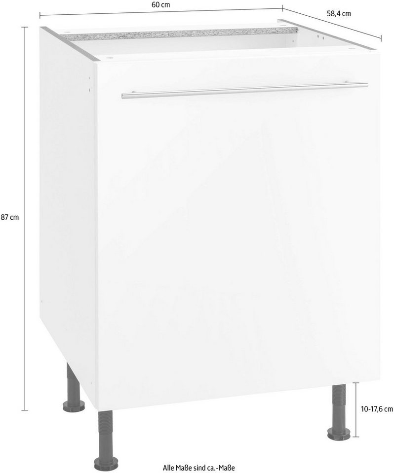 OPTIFIT Unterschrank Bern 60 cm breit, mit 1 Tür mit höhenverstellbaren Füßen, mit Metallgriff – Bild 4 von 5