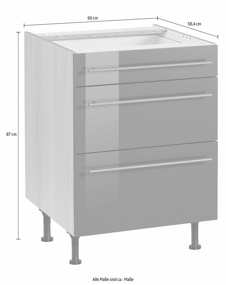 OPTIFIT Unterschrank Bern 60 cm breit, mit Schubkasten und 2 Auszügen,höhenverstellbare Füße – Bild 4 von 5
