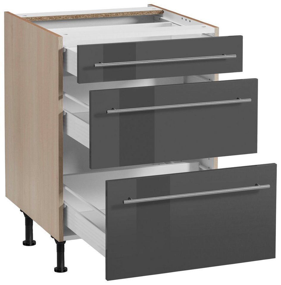 OPTIFIT Unterschrank Bern 60 cm breit, mit Schubkasten und 2 Auszügen,höhenverstellbare Füße – Bild 3 von 5