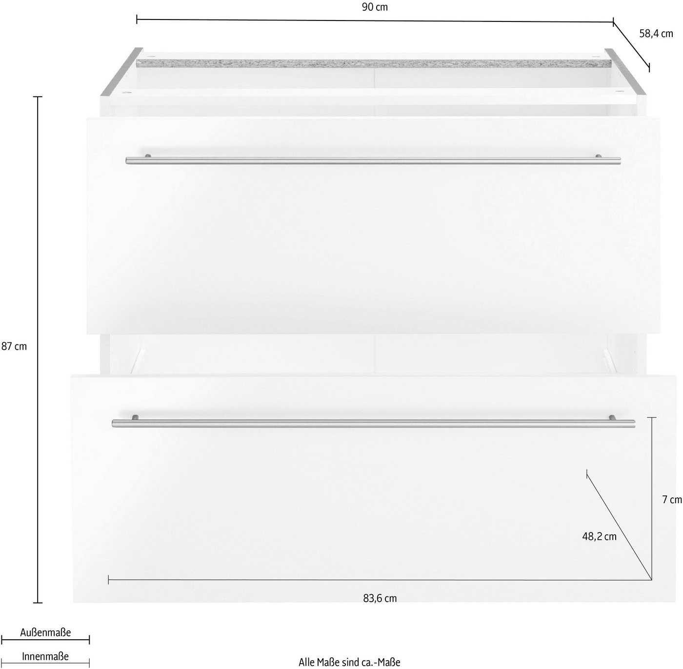 OPTIFIT Unterschrank Bern 90 cm breit, mit 2 großen Auszügen für viel Stauraum – Bild 5 von 5