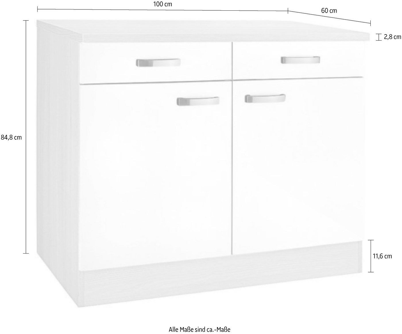 OPTIFIT Unterschrank Faro, mit Metallgriffen, Breite 100 cm – Bild 3 von 5