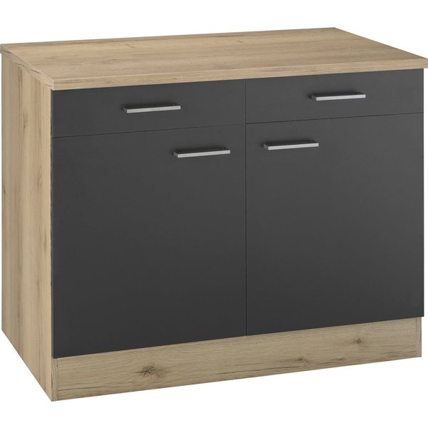 OPTIFIT Unterschrank Iver Breite 100 cm, 2 Türen und 2 Schubkästen, mit 38 mm Arbeitsplatte