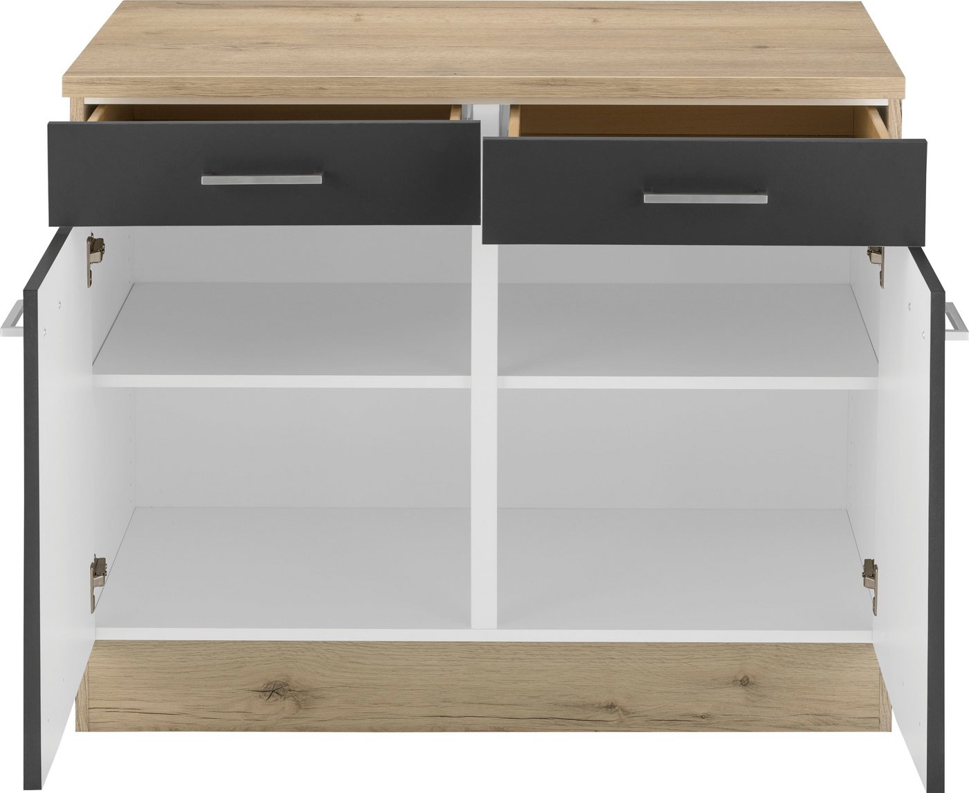 OPTIFIT Unterschrank Iver Breite 100 cm, 2 Türen und 2 Schubkästen, mit 38 mm Arbeitsplatte – Bild 3 von 5