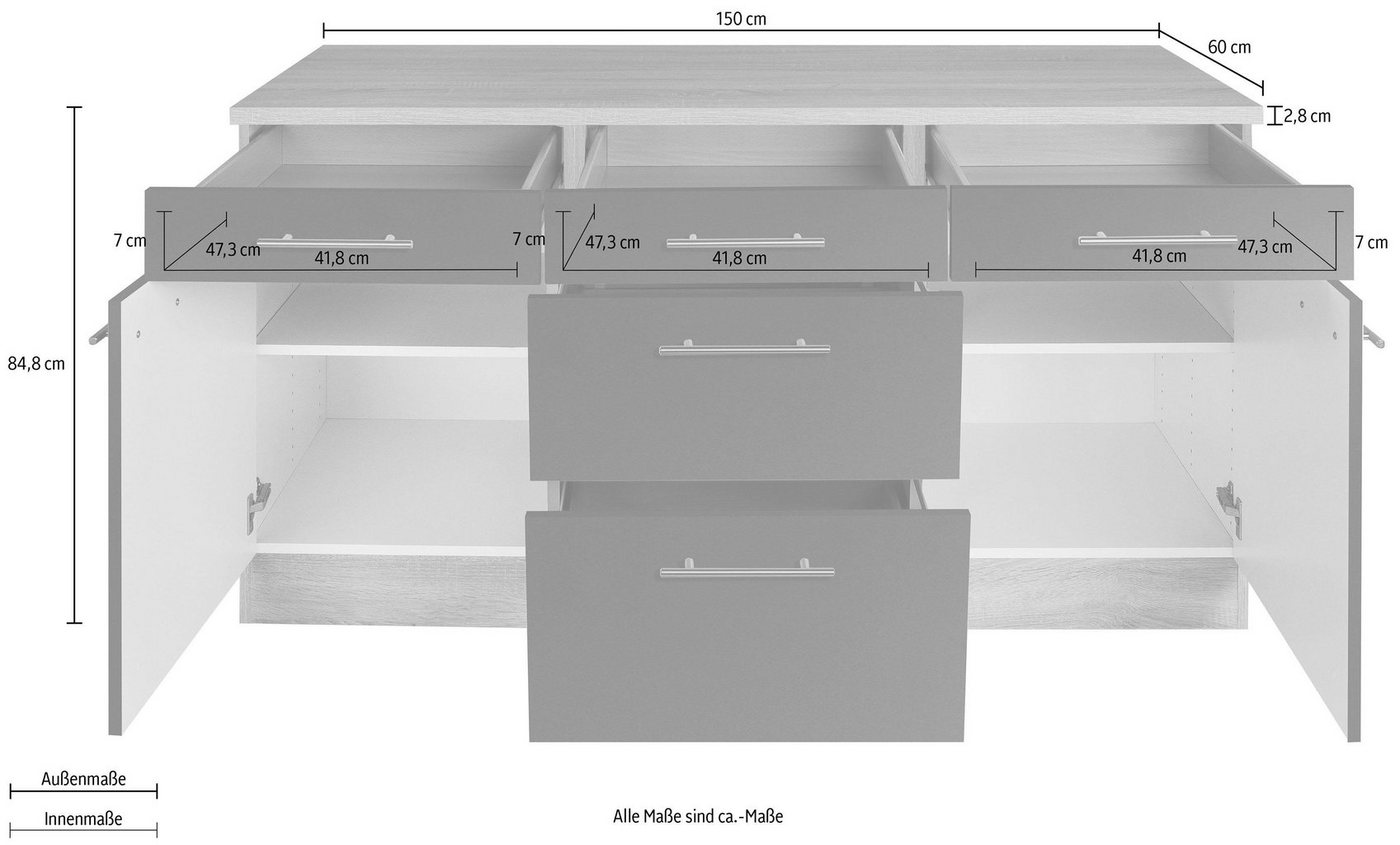 OPTIFIT Unterschrank Kalmar, Breite 150 cm – Bild 5 von 5