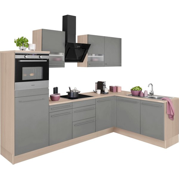 OPTIFIT Winkelküche Bern mit Hanseatic-E-Geräten, Stellbreite 285x175 cm, mit Induktionskochfeld, Soft-Close