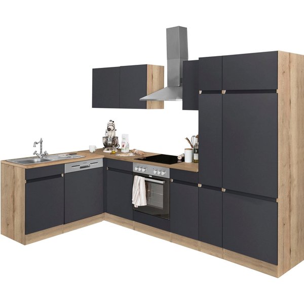 OPTIFIT Winkelküche Roth, Stellmaße 300x175 cm, wahlweise mit E-Geräten, mit Apothekerschrank