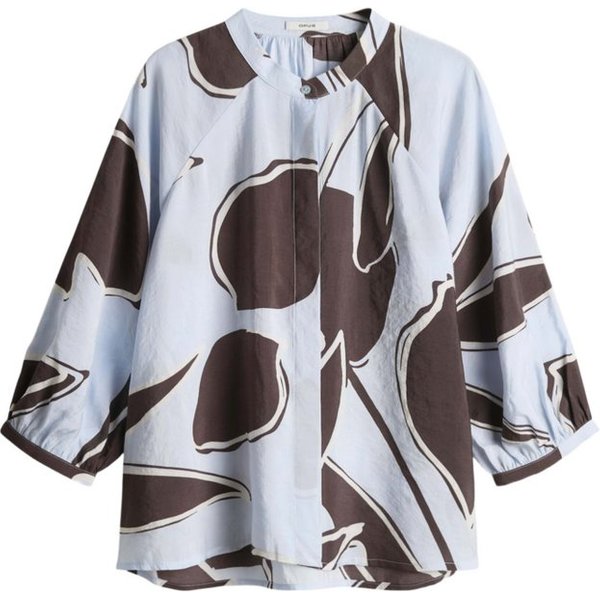 OPUS Blusenshirt blau,Casual,Modal,Allover-Print,Rundhals,3/4 Arm,Weit