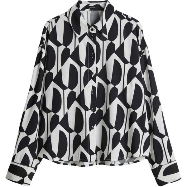 OPUS Blusenshirt bunt,Casual,Viskose,Allover-Print,Hemdblusenkragen,Lang,Regular Fit