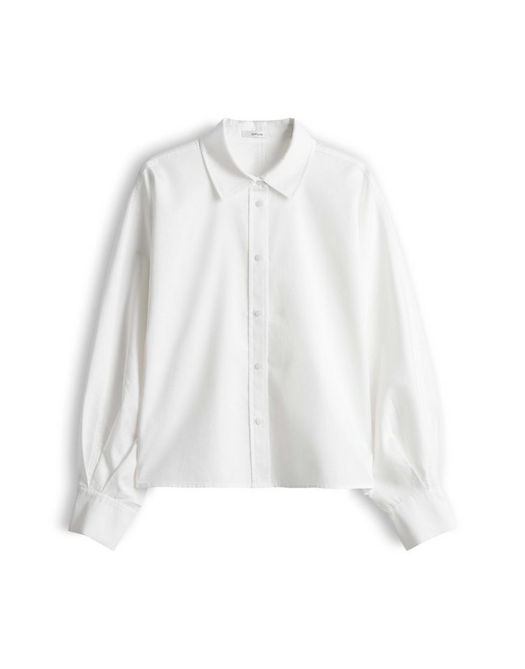 OPUS Blusenshirt weiß,Casual,Baumwolle,Unifarben,Hemdblusenkragen,Lang,Boxy Fit – Bild 2 von 5