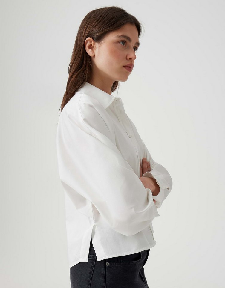 OPUS Blusenshirt weiß,Casual,Baumwolle,Unifarben,Hemdblusenkragen,Lang,Boxy Fit – Bild 5 von 5