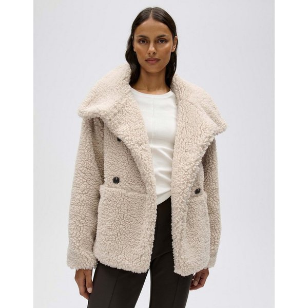 OPUS Cabanjacke Halko mit flauschiger Oberfläche Gerader Schnitt mit Raglanärmeln und zweireihiger Knopfleiste
