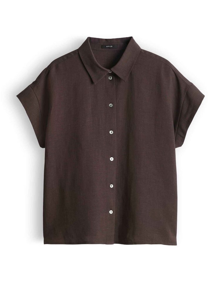 OPUS Kurzarmbluse Falvia aus Webware mit Leinenstruktur Perlmuttknöpfe verleihen dem Look feine Eleganz – Bild 2 von 5