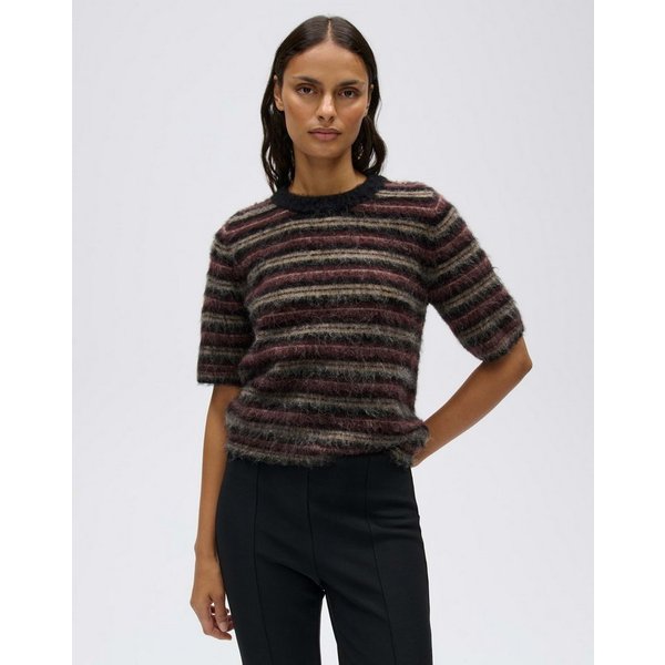 OPUS Kurzarmpullover Primoro aus weichem Strick Verkürzte Silhouette mit Halbarm und Kontrastbündchen