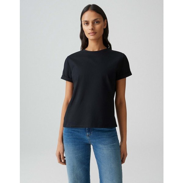 OPUS Kurzarmshirt Basicshirt aus Baumwolle Regular Fit