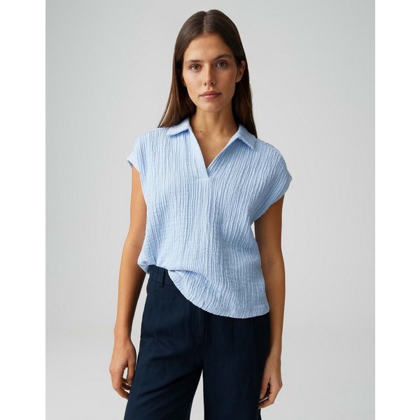 OPUS Kurzarmshirt Santolini aus Webware mit Crinkle Effekt leichte Transparenz, weicher Griff, Casual