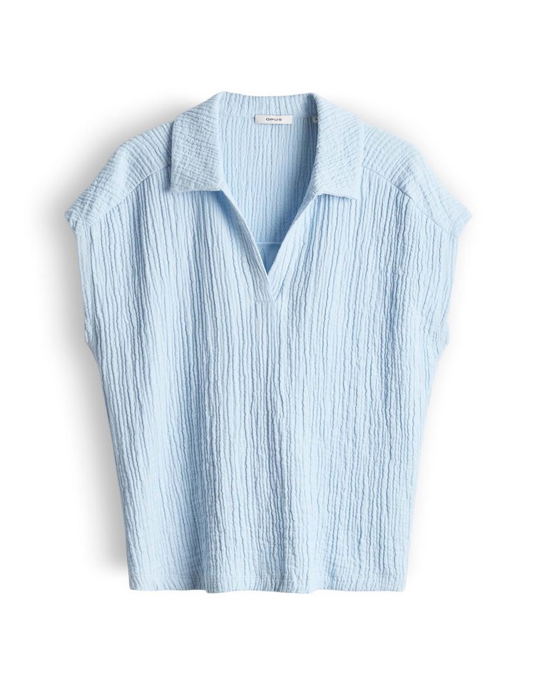OPUS Kurzarmshirt Santolini aus Webware mit Crinkle Effekt leichte Transparenz, weicher Griff, Casual – Bild 2 von 5