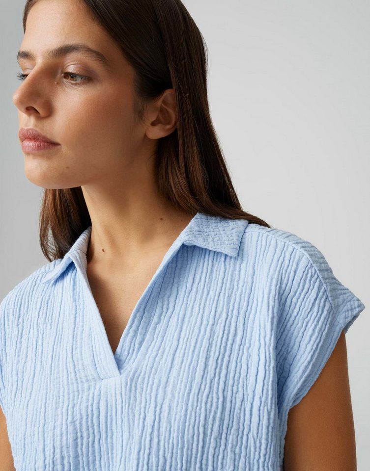 OPUS Kurzarmshirt Santolini aus Webware mit Crinkle Effekt leichte Transparenz, weicher Griff, Casual – Bild 4 von 5