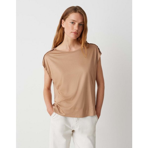 OPUS Kurzarmshirt SESTERN Regular aus leicht glänzender Viskose
