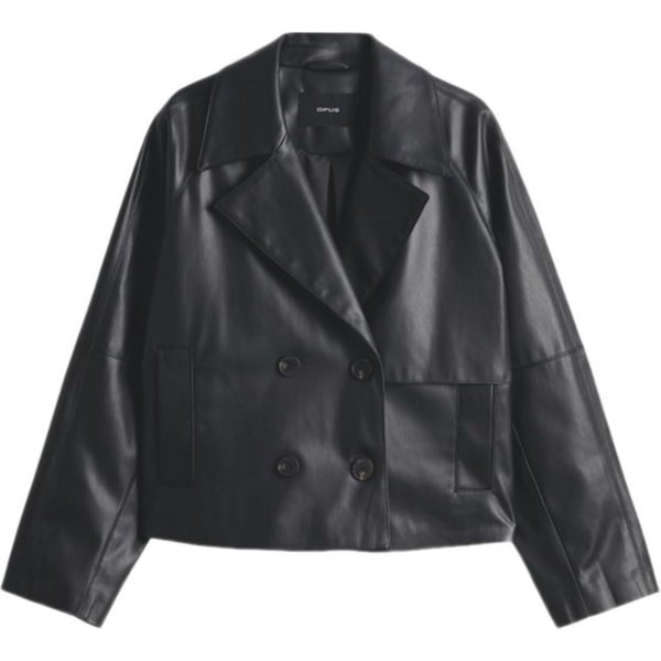 OPUS Kurzjacke schwarz,Casual,Polyester,Unifarben,Reverskragen,Langarm,Loose Fit