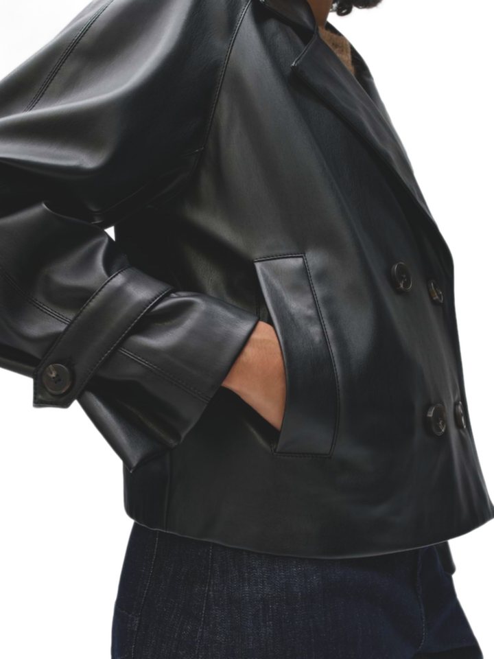 OPUS Kurzjacke schwarz,Casual,Polyester,Unifarben,Reverskragen,Langarm,Loose Fit – Bild 5 von 5