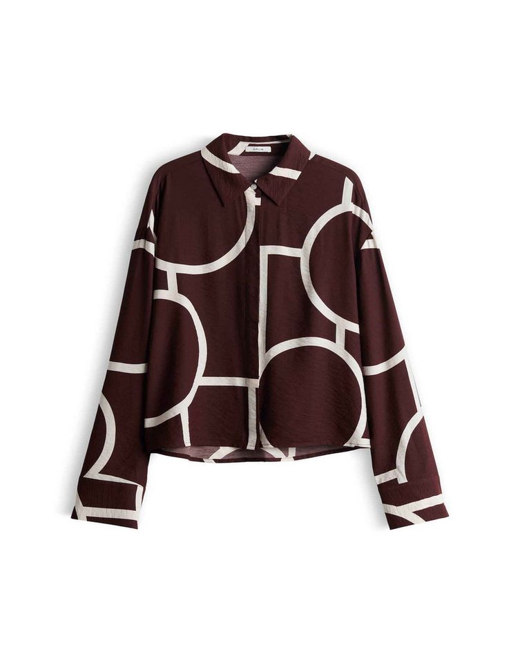 OPUS Langarmbluse aus Twill mit grafischem Muster Fließender Fall für elegante Everyday Styles – Bild 2 von 5