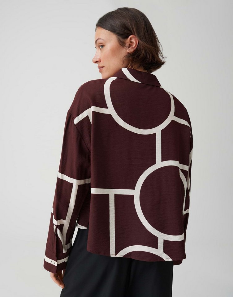 OPUS Langarmbluse aus Twill mit grafischem Muster Fließender Fall für elegante Everyday Styles – Bild 3 von 5