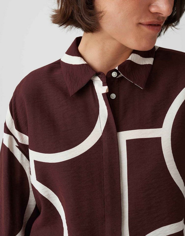 OPUS Langarmbluse aus Twill mit grafischem Muster Fließender Fall für elegante Everyday Styles – Bild 4 von 5