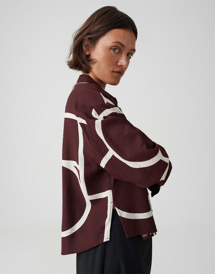 OPUS Langarmbluse aus Twill mit grafischem Muster Fließender Fall für elegante Everyday Styles – Bild 5 von 5