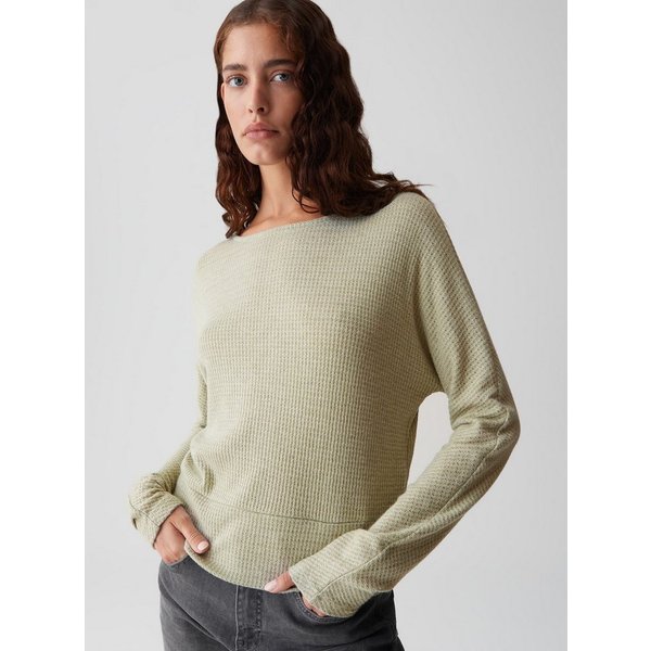 OPUS Langarmshirt SELLU Regular überschnittener Langarm, schmal zulaufend, U-Boot-Ausschnitt