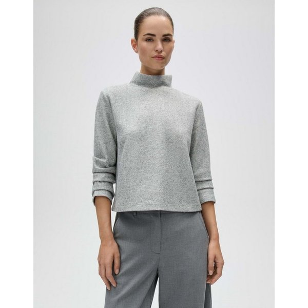 OPUS Langarmshirt Soboxy aus Jersey mit angerauter Oberfläche Verkürzte Boxy-Silhouette mit angerauter Oberfläche und Stretch