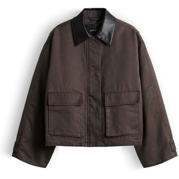 OPUS Outdoorjacke Barn Jacket aus gewachstem Baumwollmix Regular Fit Riegel an der Manschette