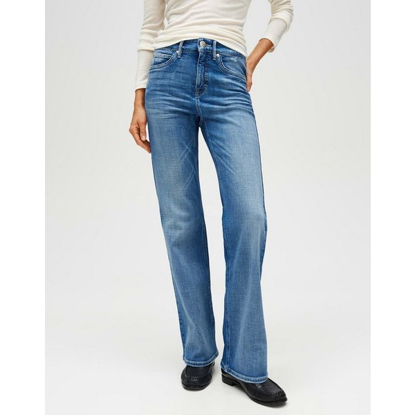 OPUS PANTS Bootcut-Jeans MELLY SPARK mit Powerstretch Mid Rise Long Flared, Long, leichte Used-Effekte